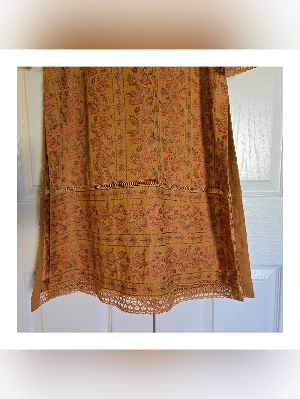 Embroidered Salwar Kameez Dupatta Long Scarf Mustard Yellow Party Wear Dress - Picture 5 of 11
